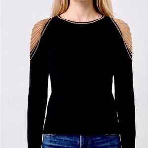 Roberto Cavalli Black Sweater Gold Chain Detail